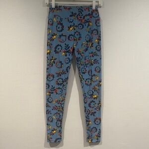 Lularoe Blue Butterfly Floral Leggings - One Size